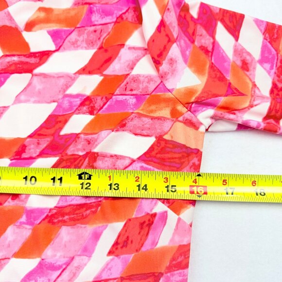 Vince Camuto Women's 3/4 Sleeve Zip Back Lined Geometric Print Red Dress Size 4 - Picture 10 of 11